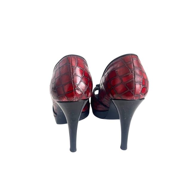 VTG Claudia Ciuti Dark Red Croc Shoe Open Toe Pump 9.5 - Picture 6 of 10